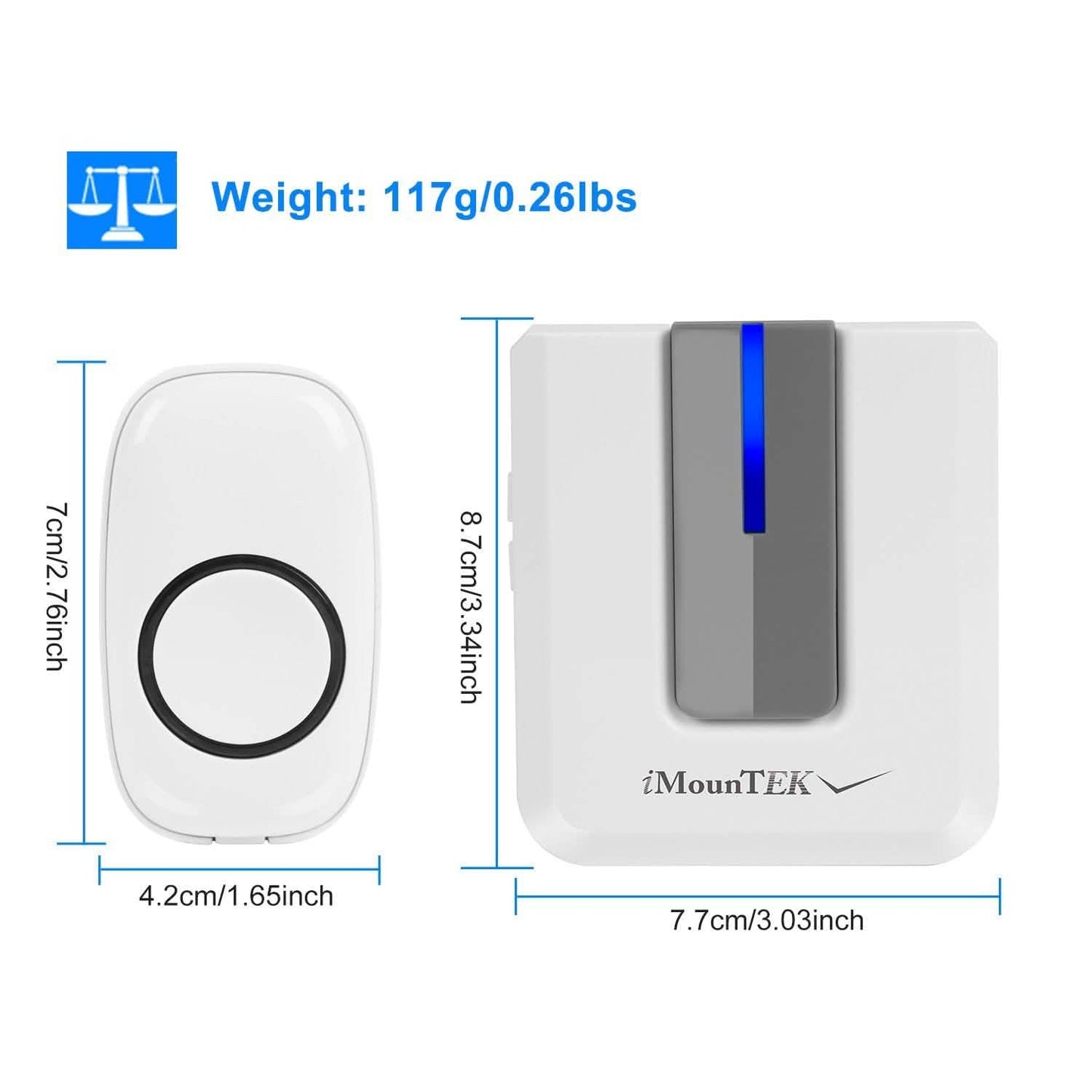 Wireless Doorbell Rings 1000FT with 1 Plug Receiver Chimes